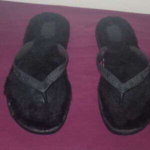 UGG Black Fuzzy Sandals